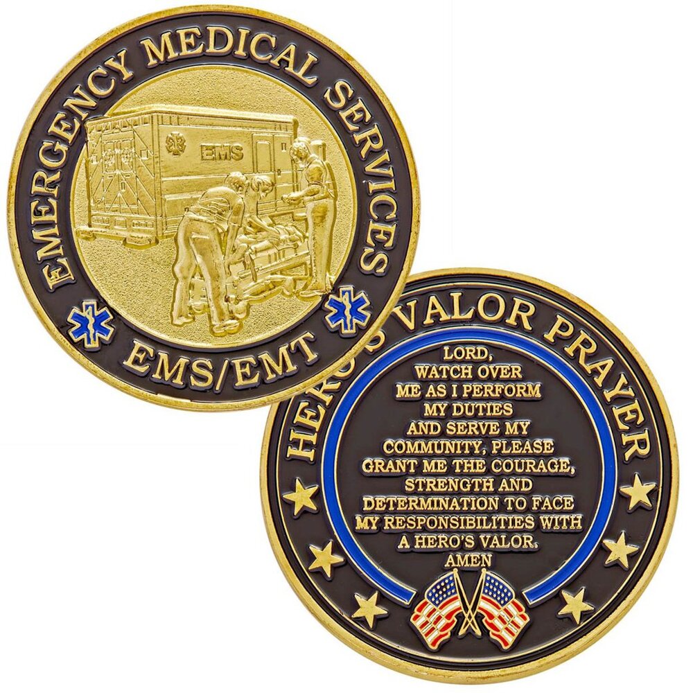 EMS Medic Prayer Coin EMS Medic Challenge Coin Gift for Emergency Service Worker